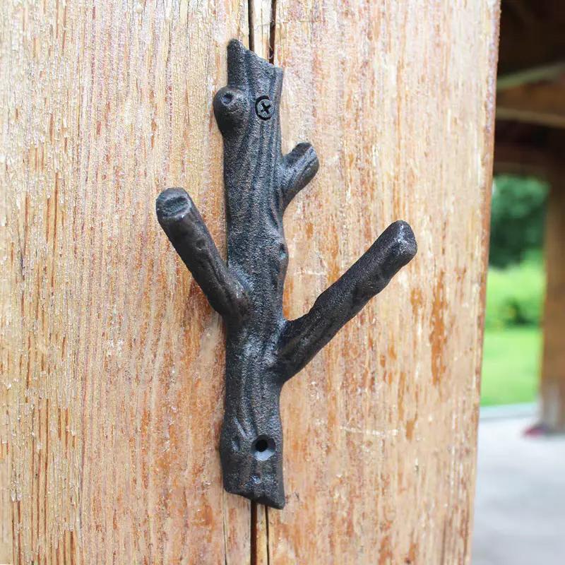 1PC Decor Artistic Branch Rustic Coat Rack Heavy-Duty American Multi-Functional Vintage Sturdy Wall-Mounted Space-Saving 19.3x10cm