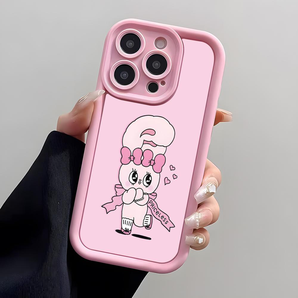 Esther Bunny Pink Phone Case For IPhone Air 17 Pro Max 16 E 15 14 Pro Max 13 12 11 Mini Plus Soft Silicone Pink Cover