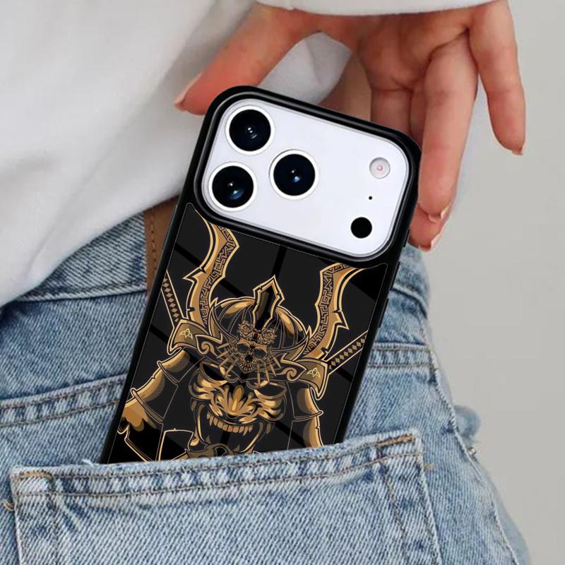 Samurai Mask Helmet Soft Phone Case for iPhone 17ProMax 12 13 14 15 16e 17 Pro Max Plus Air Cover