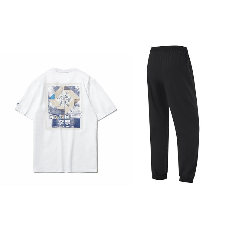 

Li-Ning Loose Fit Round Neck Short Sleeve Letter Print Cool Dry Long Pants Casual Sports Suit Unisex suit AHSU971-2+YYKU111-1 XXL