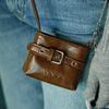 Buckle Mini Hobo Tote Bag Keyring _ Brown