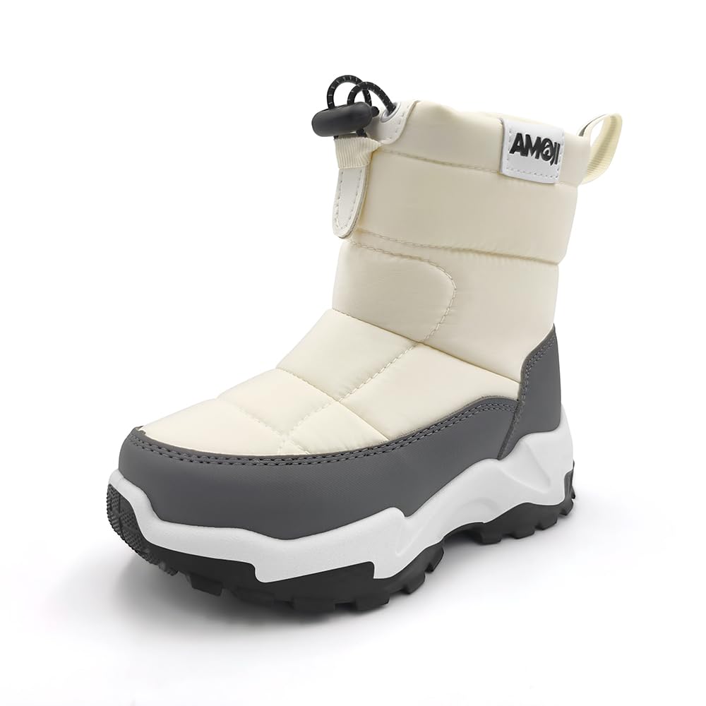 Amozi Snow Long Ski and Boa Cold Size KB9908 Kids' Boots, Snowshoes, Boots, Boots, Girls' Boys', Fabric, Winter, Protection, White, 20.0cm,