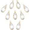 BENECREAT 10Pcs 18K Real Gold Plated Brass Glass Charm Pendants, Faceted Drop Teardrop Shape Charms for Anniversary Jewelry Making DIY