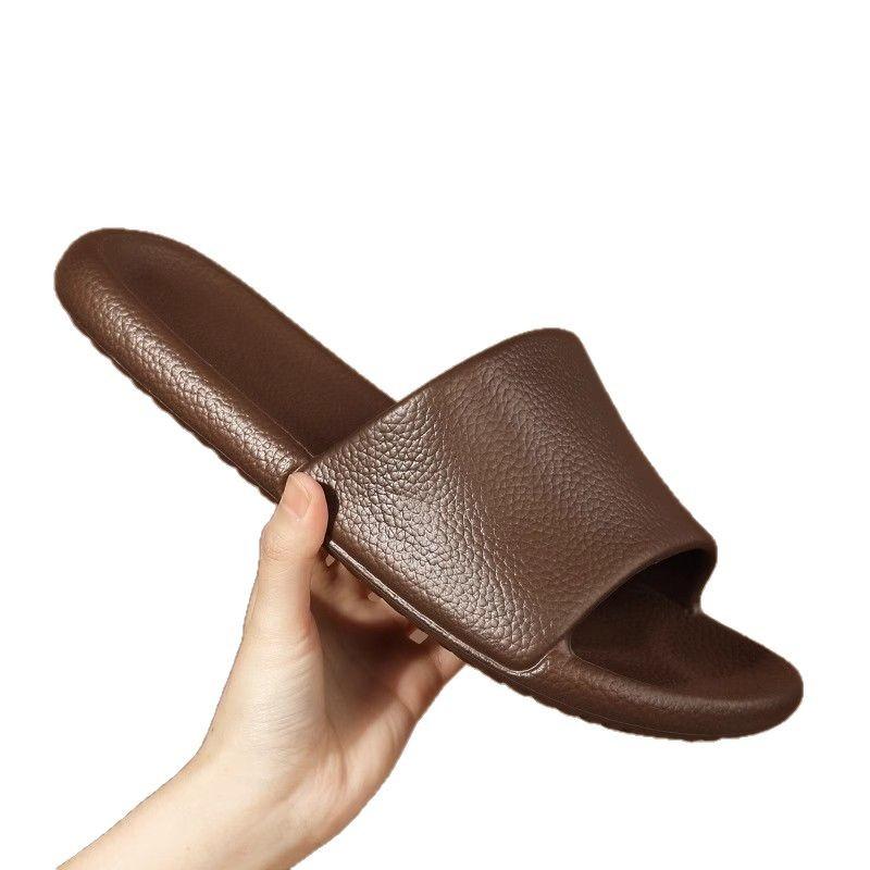 Leather Pattern Cool Slippers for Men and Women At Home Non-slip Bathroom Non-smelly Feet Indoor Summer Bath