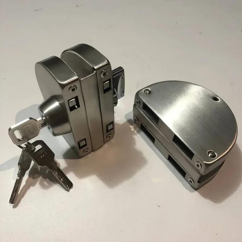 1 Set Double Open Glass Door Lock Stainless Steel Double Bolt Sliding Door Lock 10-12mm Office Glass Safety