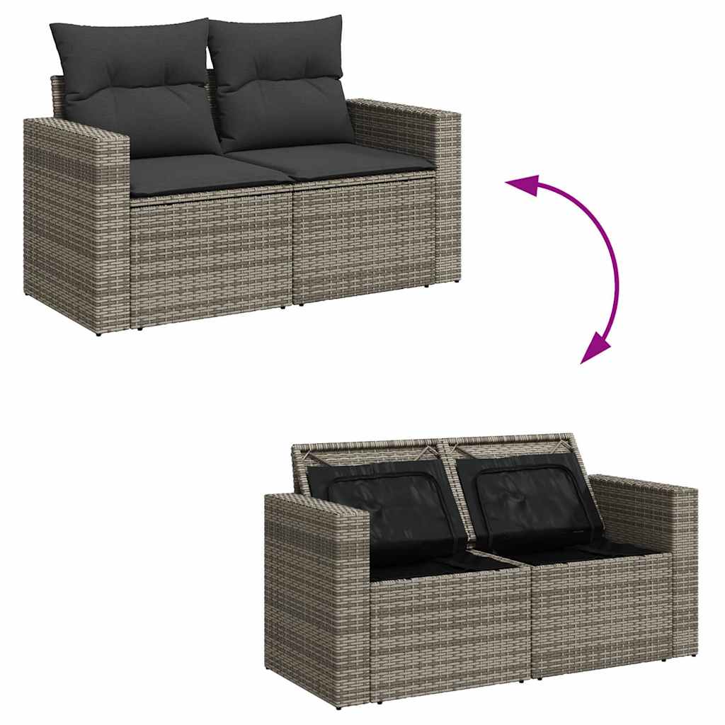 6 Piece Garden Sofa Set with Cushions Gray Poly Rattan