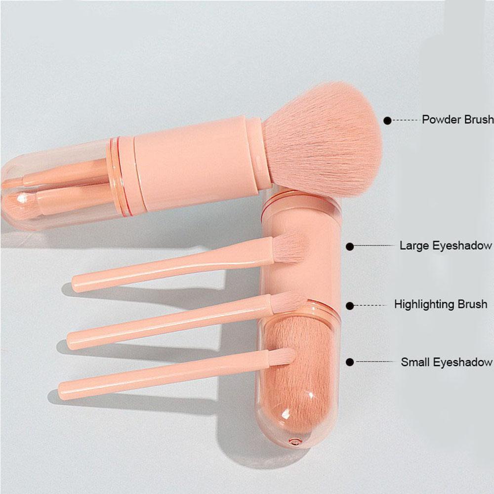 Retractable Makeup Brush, 4 In 1 Portable Travel Lip Brush, Highlight Brush, Eyeshadow Brush, Foundation Blending Powder Brush M