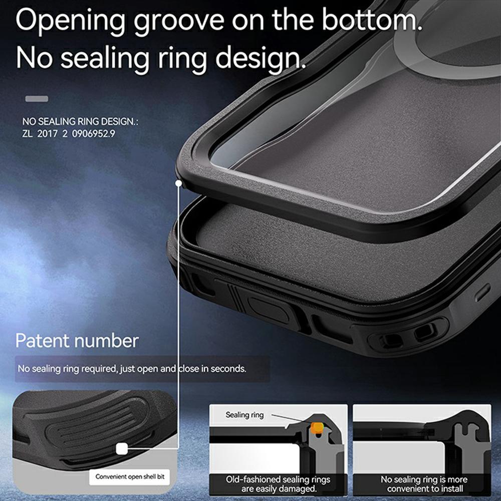 REDPEPPER D-UP Serie Für iPhone 16 Pro Max Hülle IP68 Wasserdicht Transparente Rückseite Handyhülle Kompatibel mit MagSafe