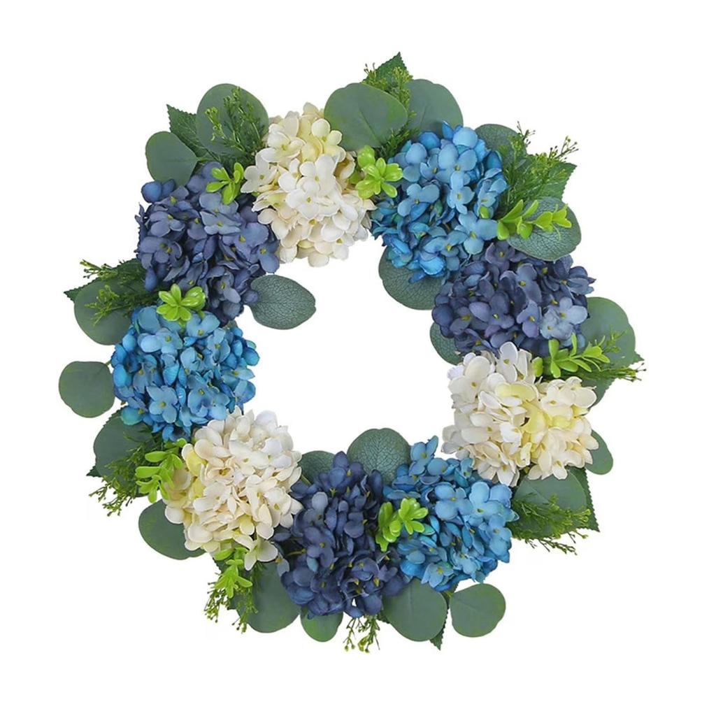 Blue And Hydrangea Wreath Door Hanging Withered Branch Simulation Wreath