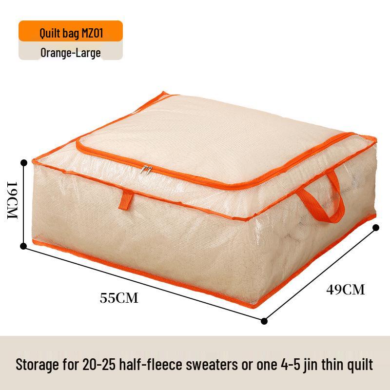 Large Capacity Transparent Quilt Storage Bag - Dustproof & Moistureproof Organizer for Bedroom & Dormitory.