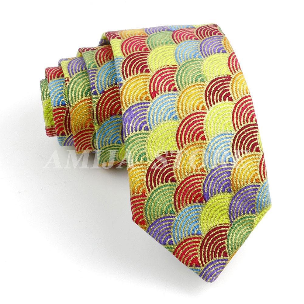 Men's Fashion Multi-color Linen Tie Sea Wave Fish Scale Pattern Tie Wedding Party Gift Daily Wear High Quality 7cm Golde Necktie