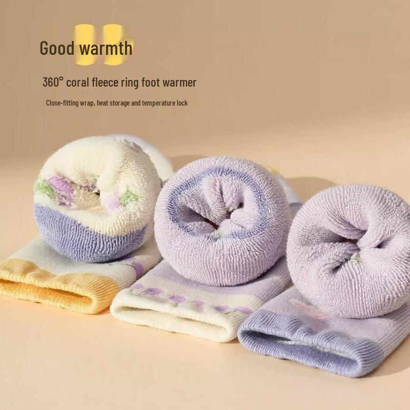 Nidoxiong Thickened Fleece-Lined Cotton Mid-Calf Socks for Baby Girls