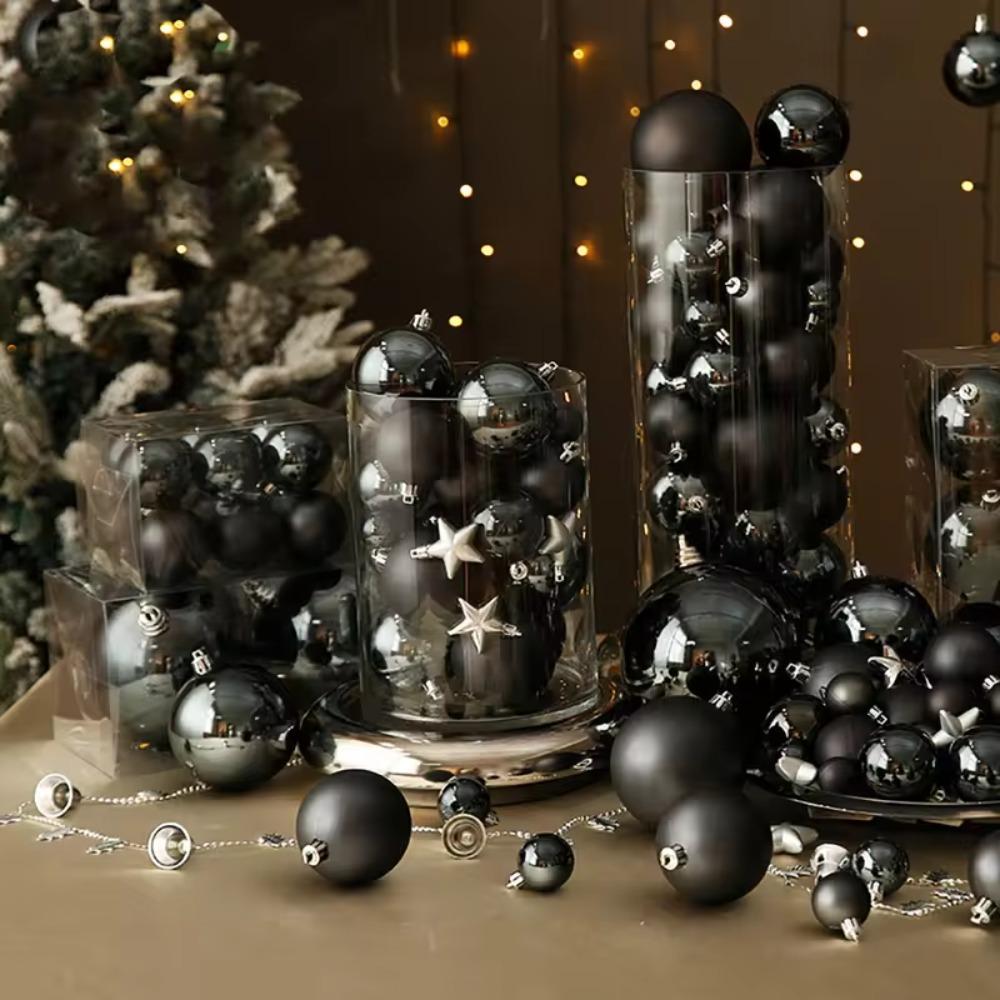 4/6Pcs PVC Black Christmas Ball 6/8/10cm Christmas Home Decoration  Wedding