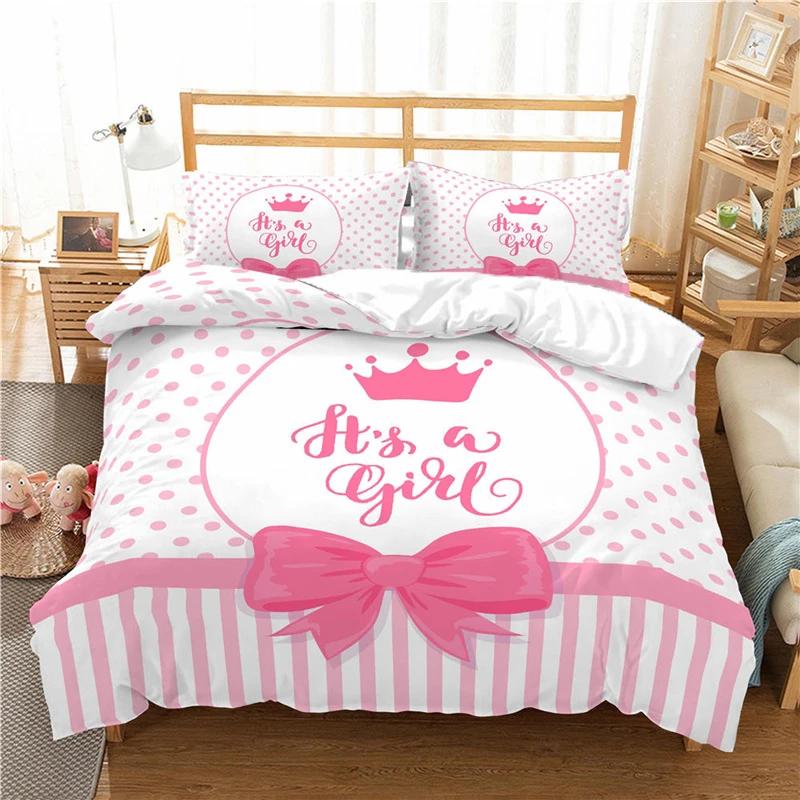 Luxury 3D Bedding Set Europe Queen King Double Duvet Cover Set Bed Linen Comfortable Blanket/Quilt Cover Bedding Set Bow Pink