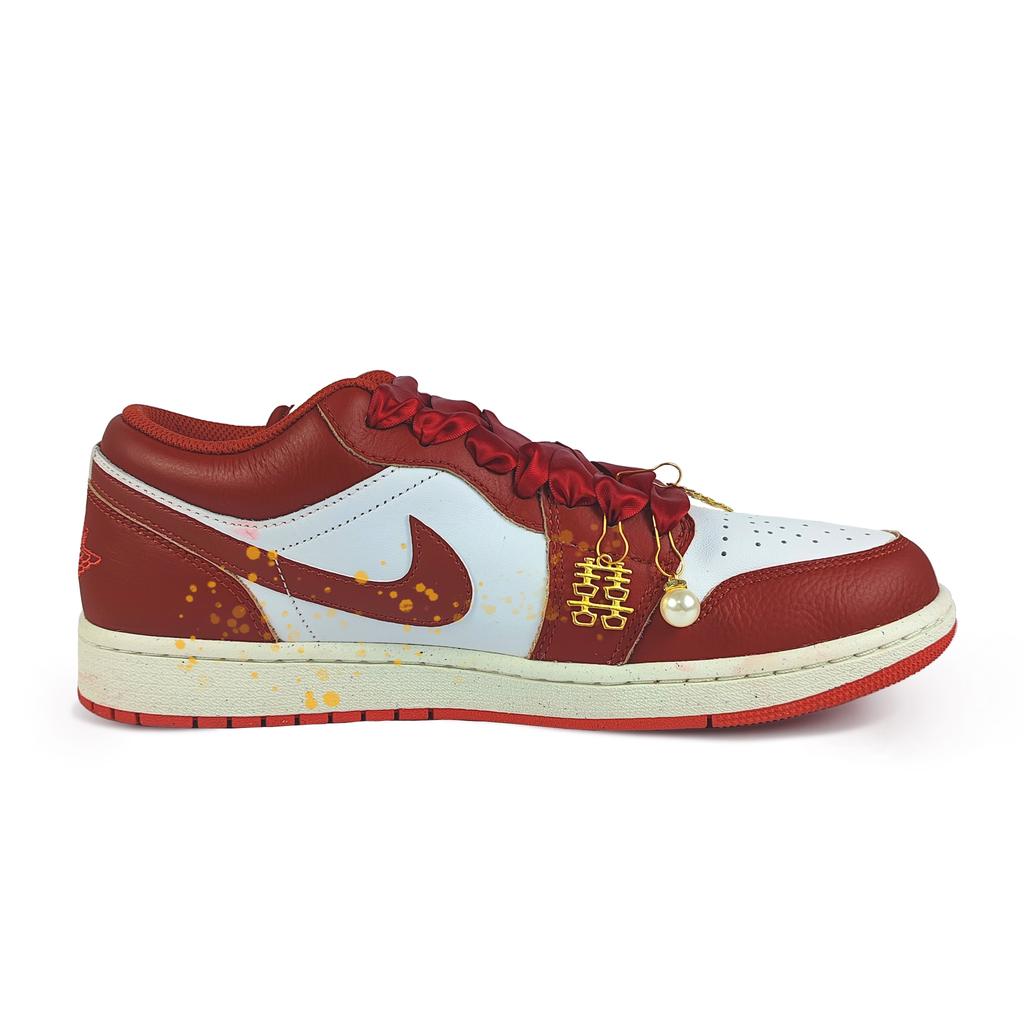 Jordan Air Jordan 1 Abrasion Resistant Low top Vintage Basketball Shoes Men's Red White FJ3459-160(Team352-)