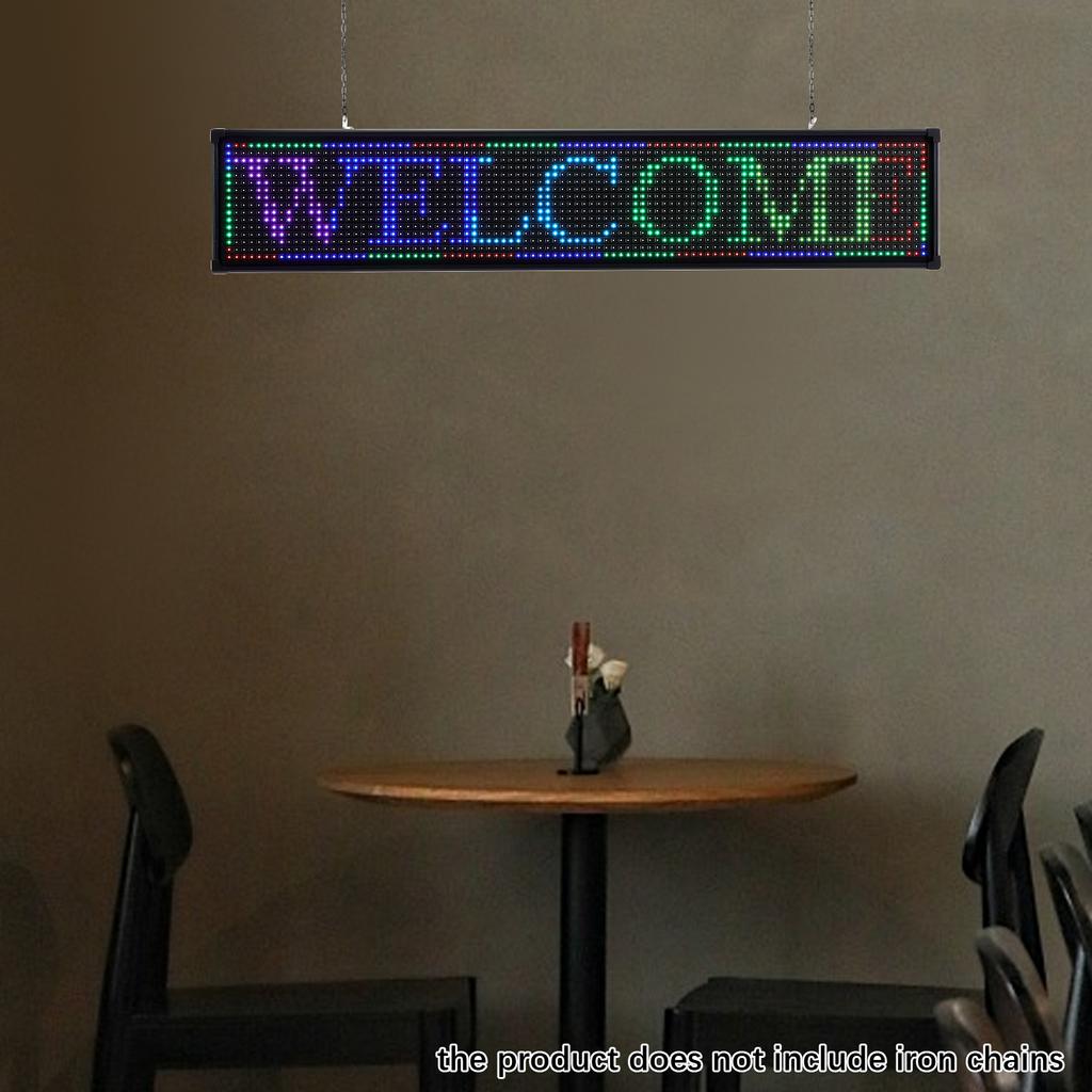 7 Color Changing LED Sign 40x8 Inch Aluminum Frame Plastic Panel SMD LED Low Energy Consumption for Indoor Outdoor Business Sign
