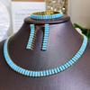 Fashion Simple Premium Blue Turquoise Necklace Bracelet Earrings Light Luxury Elegant Blue Zircon Necklace Suit Women