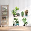 Potted Green Plant Wall Sticker Turtle Back Bamboo Leaf Decor for Restaurant Living Room Balcony Glass Door Bathroom Vinyl Adhesive Decal