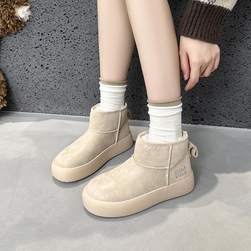 

Snow boots women s American retro snow cotton 2025 winter new thickened warm cow velvet leather women s cotton boots 40