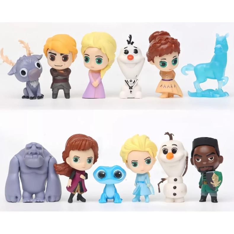 Frozen Figurine Set, 12 Pieces Multicolor PVC Toy Figures for Kids Ages 3+