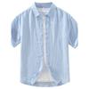 Foreign Trade Surplus Summer New Solid Color Linen Short-Sleeve Shirt for Men, Loose Casual Shirt, Lyocell Ice Silk Top
