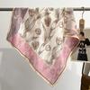 New Women Pink and White Flower Print Design Scarf Shawl Fashion Luxury Headband Headscarve Long Narrow Scarves Ladies