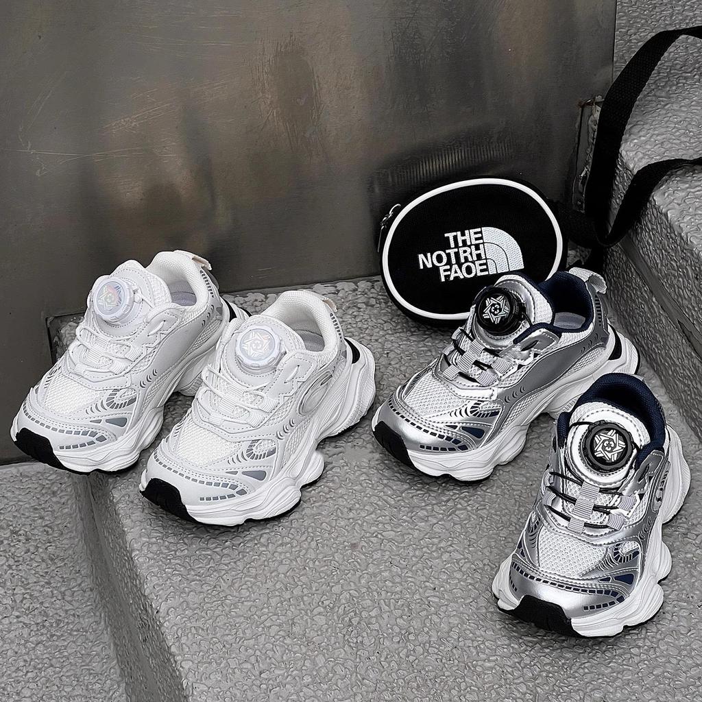 2025 Kids' Breathable Rotating Buckle Sneakers: Lightweight Spring/Autumn Running Shoes for Boys and Girls