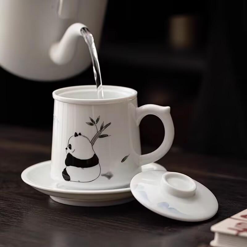 Hand Painted Panda Tea Cup Tea Separation Office Tea Ceremony Tea Cup Personal Special Kung Fu Tea Set