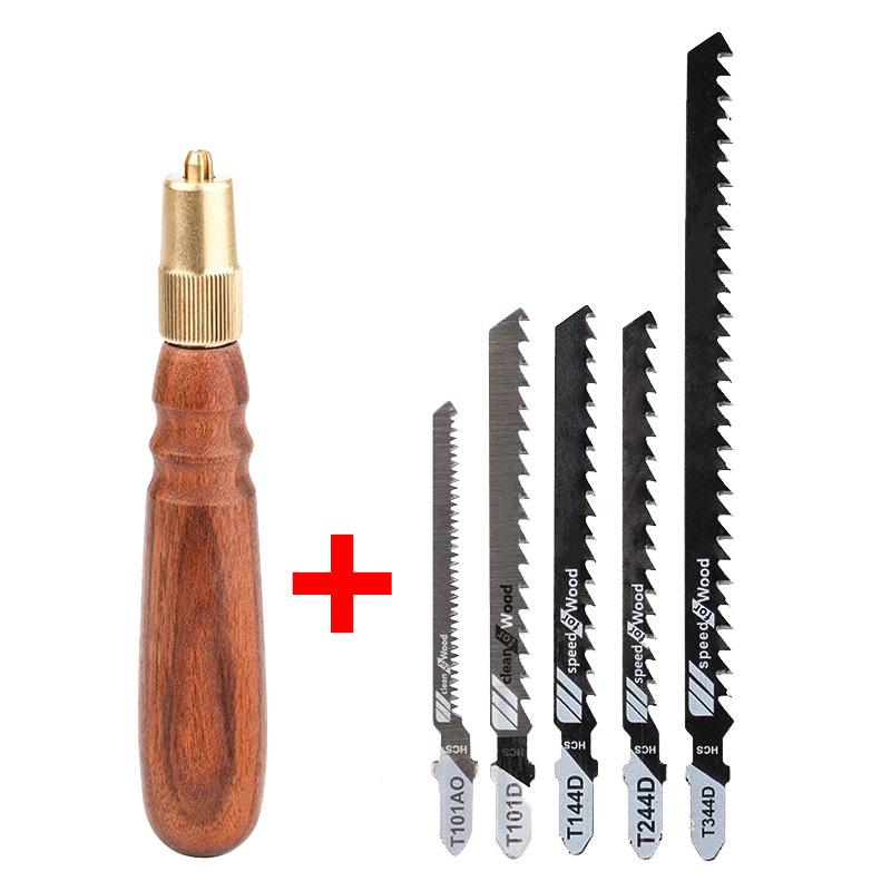 Five-Piece Handheld Garden Saw Set with Fine & Coarse Teeth, Wooden Handle & Replaceable Blades