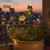 Modern Outdoor Lighting Fixtures Solar Frog Garden Stake Light, Watering Can Shadow Projection Lamp with Path Decorations for Yard Waterfall