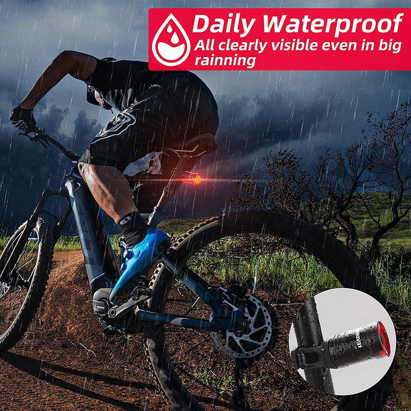 Waterproof LED Bike Tail Light with Smart Brake Sensing - 6 Modes, USB