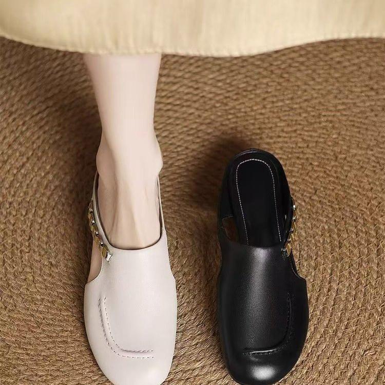 Mocassini Mule Eleganti da Donna Fibbia Metallica Tacco Basso Slip-On Piatte Scarpe Casual da Guida