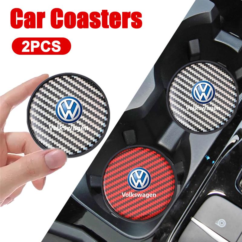 HAT1 2PCS PU Car Water Cup Pad Coaster Rubber Mat Bottle Holder for Volkswagen Golf 4 mk5 Passat b8 b5 VW Sharan Polo 6R Tiguan Rline