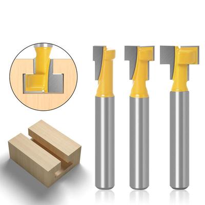 3 τεμ. T-Track Slotting & T-Slot Keyhole Cutter Wood Router Bit Steel Handle 3/8'' & 1/2'' Length Cutter for Wood - 6mm/6,35mm/8mm/12mm/12,7mm Στέλεχος