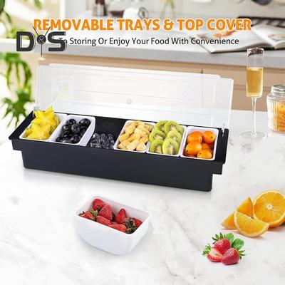 Gewürzbox, Obst- und Gemüse-Gewürzbehälter mit Deckel, Spenderfach, Kunststoff, Eiscreme, Salatbar, Organizer für Restaurantbedarf
