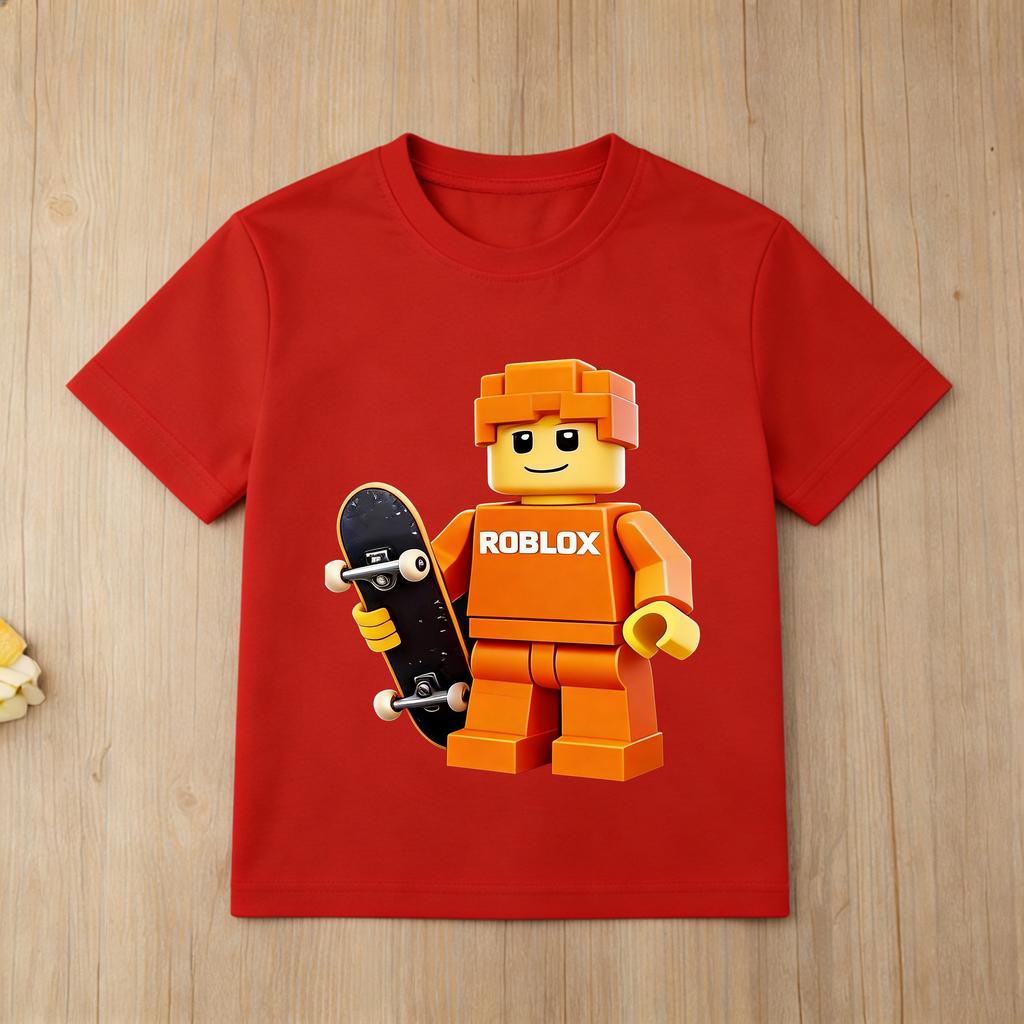 Kids Roblox Game TShirt Cartoon Skateboard Print Short Sleeve Cotton Tee Boys Girls Casual Summer Tops