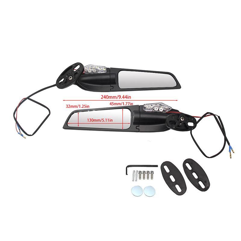 2pcs Universal Motorcycle Mirrors Modified Wind Wing Adjustable Rotating Rearview Mirror for Kawasaki Yamaha Honda Ducati