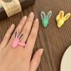 Macaron Color Rabbit Drip Oil Ring Minority Design Chunky Enamel Ring Exaggerated Ring  Friend