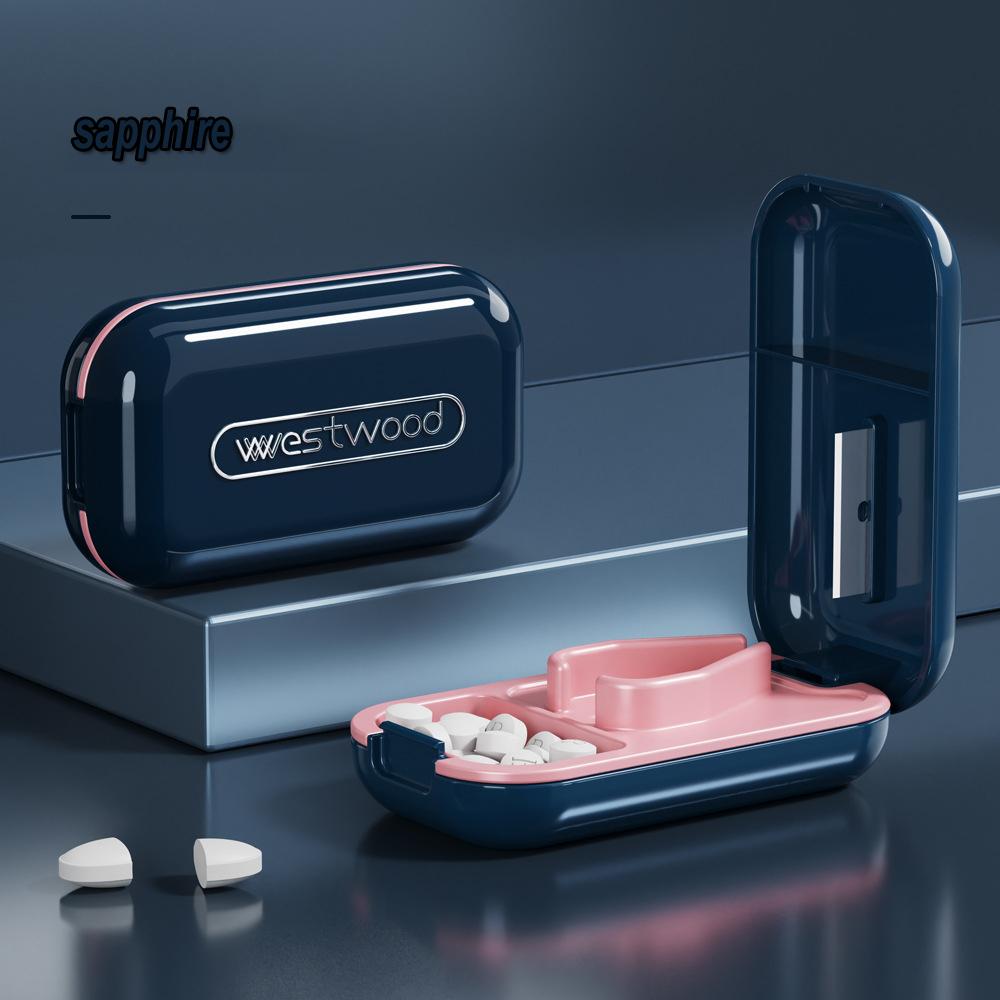 Pill Cutter Invisible Storage Box Portable 2 In 1 Mini Medicine Tablet Medicine Small Small Medicine Box Health Pills Case