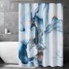 Blue Gold Marble Shower Curtain Set, Abstract Granite Pattern, Luxury Modern Waterproof Bathroom Decor
