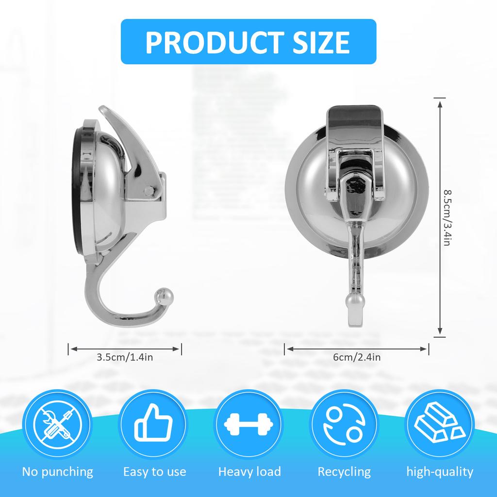 2/4Pcs Suction Cup Hook 15LB Super Suction Wall Hook No Drilling Vacuum Robe Clothes Towel Hook for Kitchen Bathroom Restroom