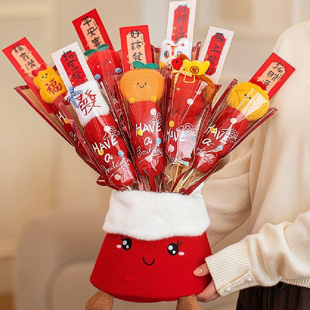 Creative Tanghulu Stuffed Toy Funny Cartoon Plush Toys Ice Candy Gourd Bouquets  Spring Festival