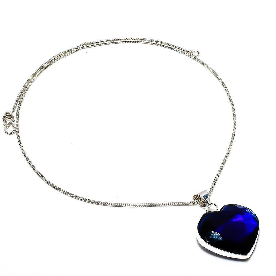 

Подвеска ручной работы в этническом стиле с лондонским голубым топазом и драгоценным камнем 1,65 дюйма SR-6912