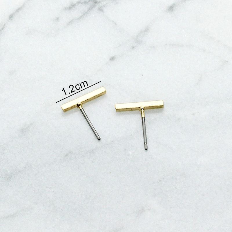 

New Trendy Bar Shape Women s Small Earrings Mini Ear Zircon Gold Color Copper Color Vertical Bar Simple Design Stud Earrings