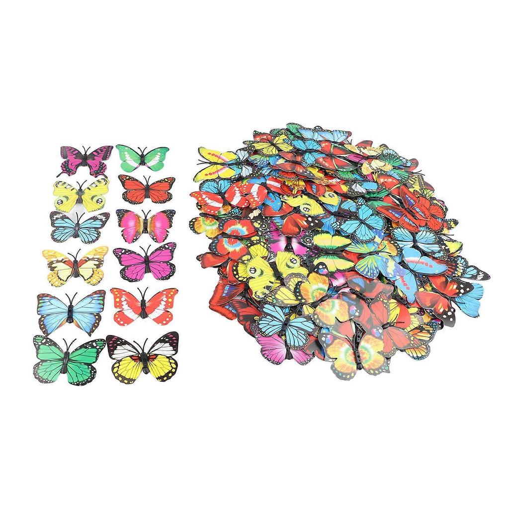 200pcs 7cm Butterfly Decals PVC 3D Butterflies Removable Mural Wall Stickers for Home Room Bedroom Party Decoration