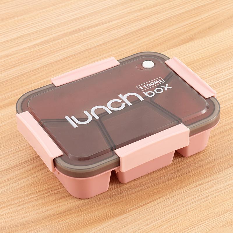 1Pcs 800/1100Ml Plastics Compartmented Lunch Box Microwave Safe Bento Box With Cutlery Food Storage For Student Worker Tableware