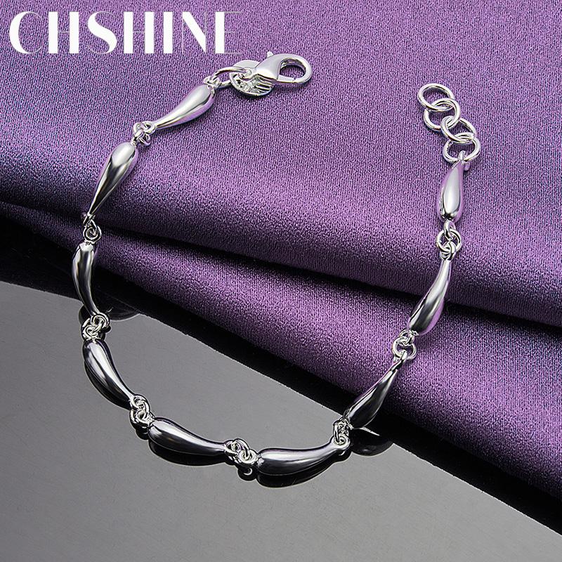 CHSHINE 925 Sterling Silver Water Drop Chain Bracelet Fashion Charm Wedding Party For Women Jewelry