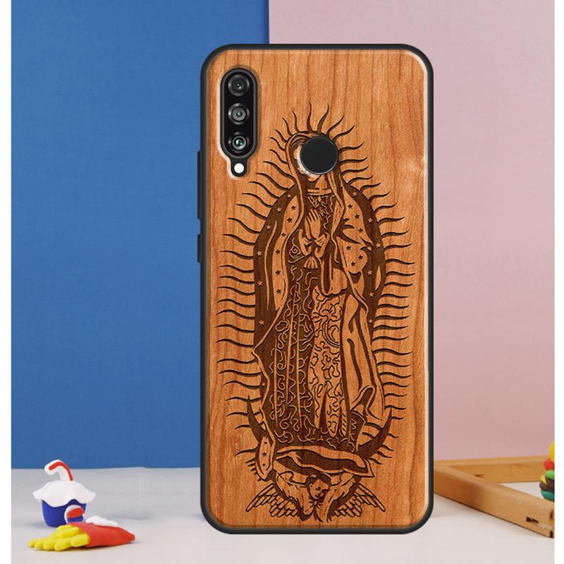 Guadalupe San Judas Wood Case For Huawei Nova Y70 Y60 Y90 Y61 Y91 Y72 Y73 12s 12i 11i 8i 9 10 SE P30 P40 Lite P60 Pro