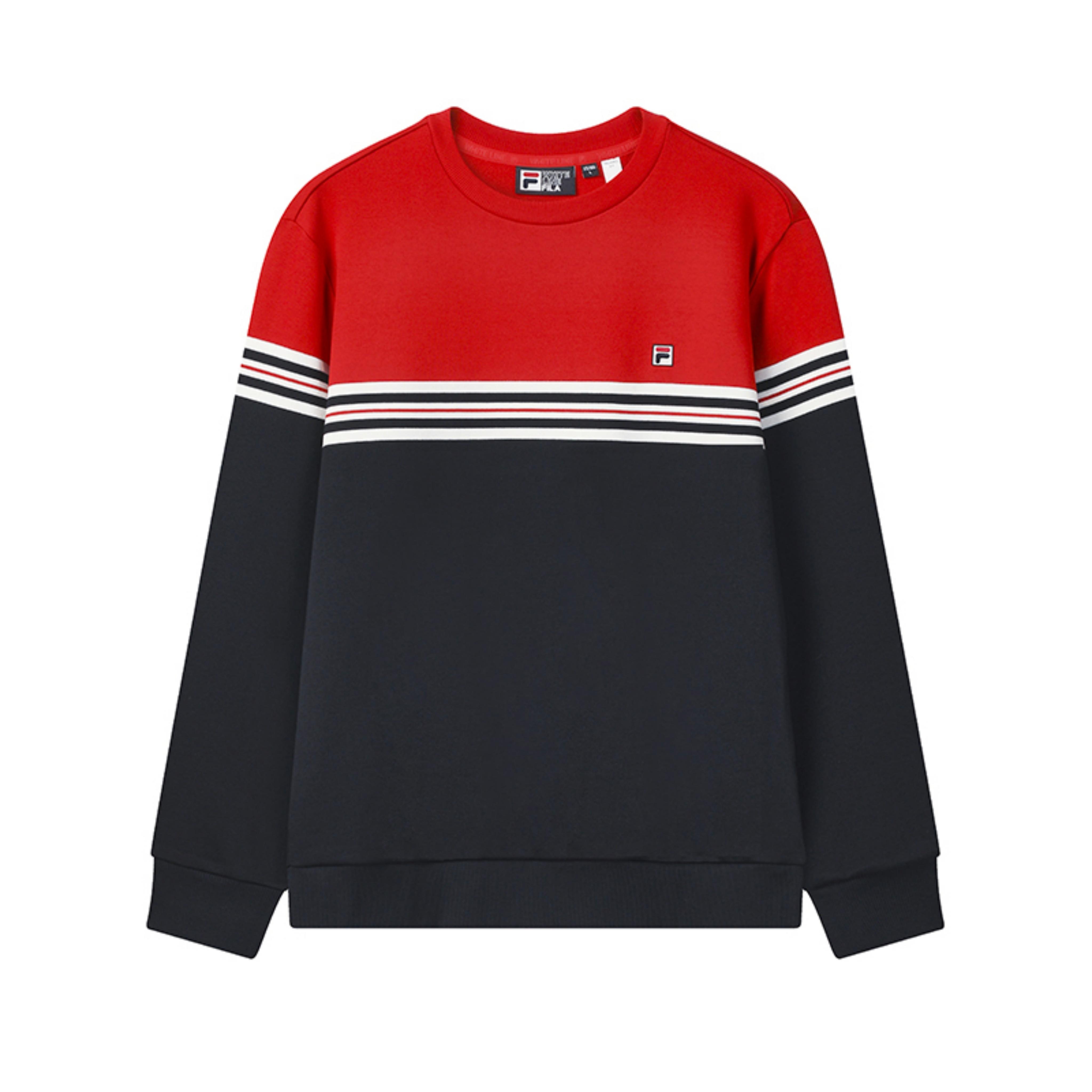 

FILA Heritage Классический Модный Цветной Блок Удобный Универсальный Вязаный Пуловер Свитшот с Круглым Вырезом Мужской свитшот Легендарно-Синий F11M548202FNV M