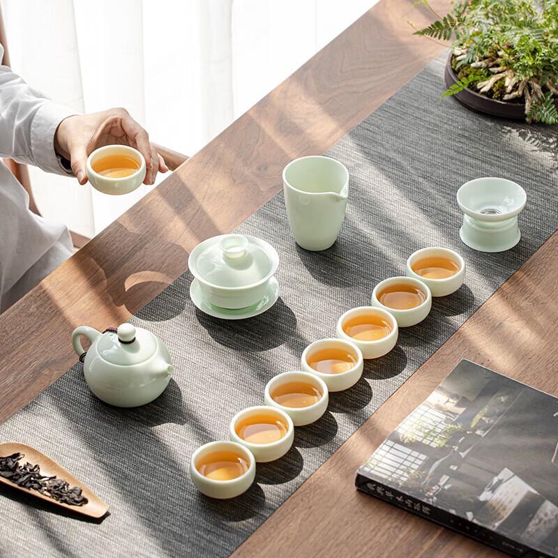 Mutton-Fat Jade Ceramic Kung Fu Tea Set